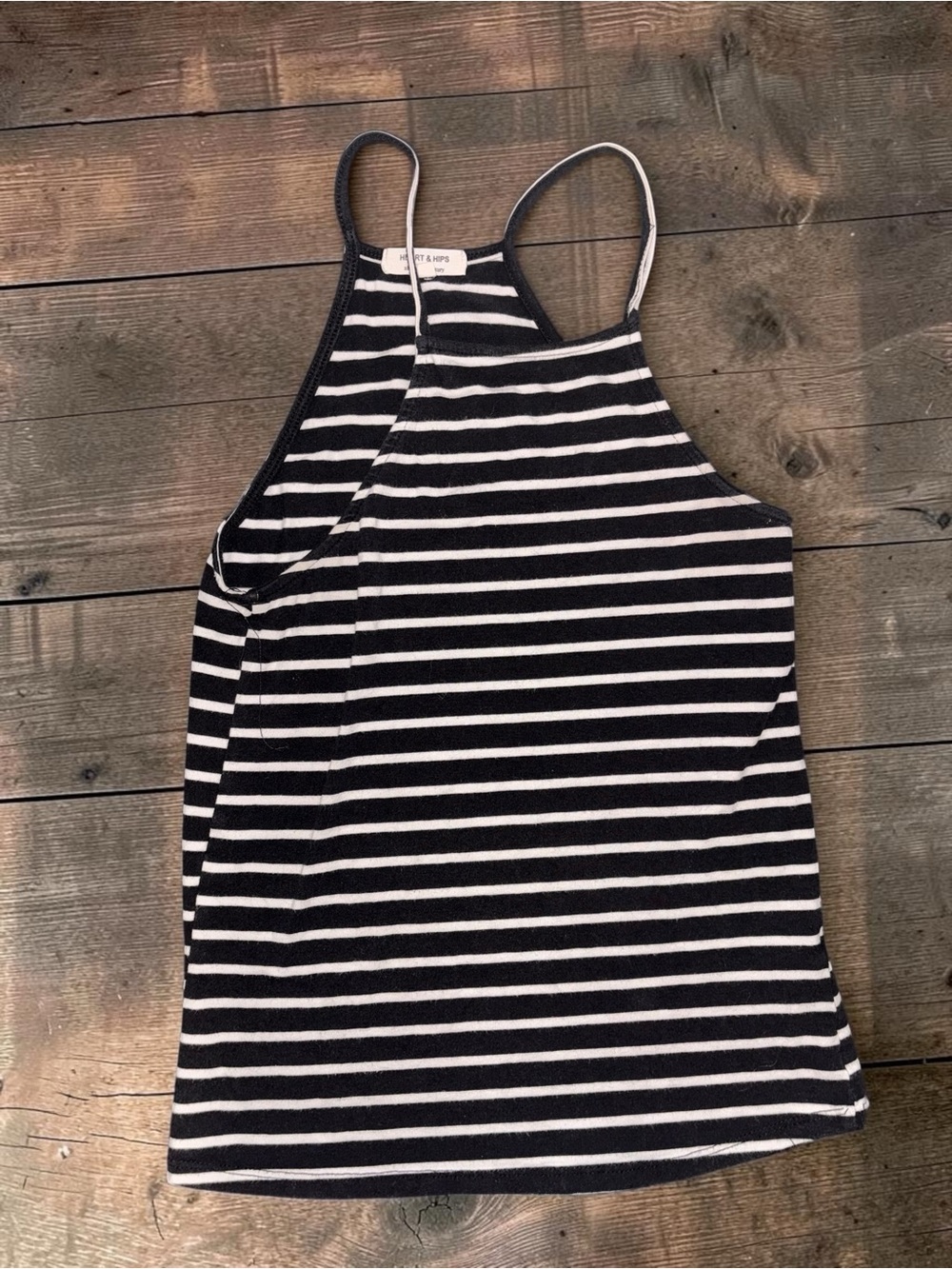 Heart Hips Black & White Striped Halter Tank